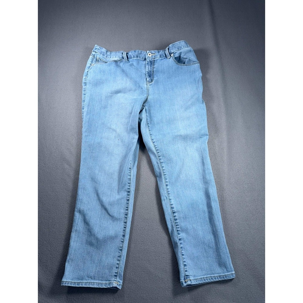 Chico's Blue Ankle Jeans Womens 2 Stretch Slim Fit Denim 34x25 Mid Rise